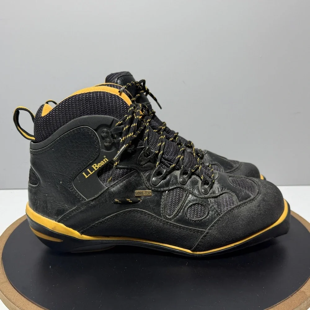 LL Bean Gore-Tex Ski Boots Men 9.5 SNS Profil‎ Black Yellow Cross Country Ski